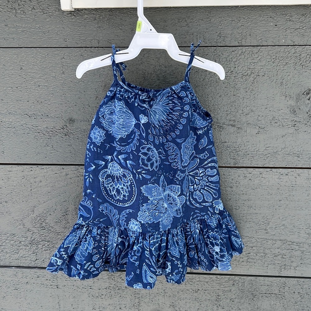 Baby Girl Baby Gap 3-6 months Blue paisley Summer Dress with ruffles